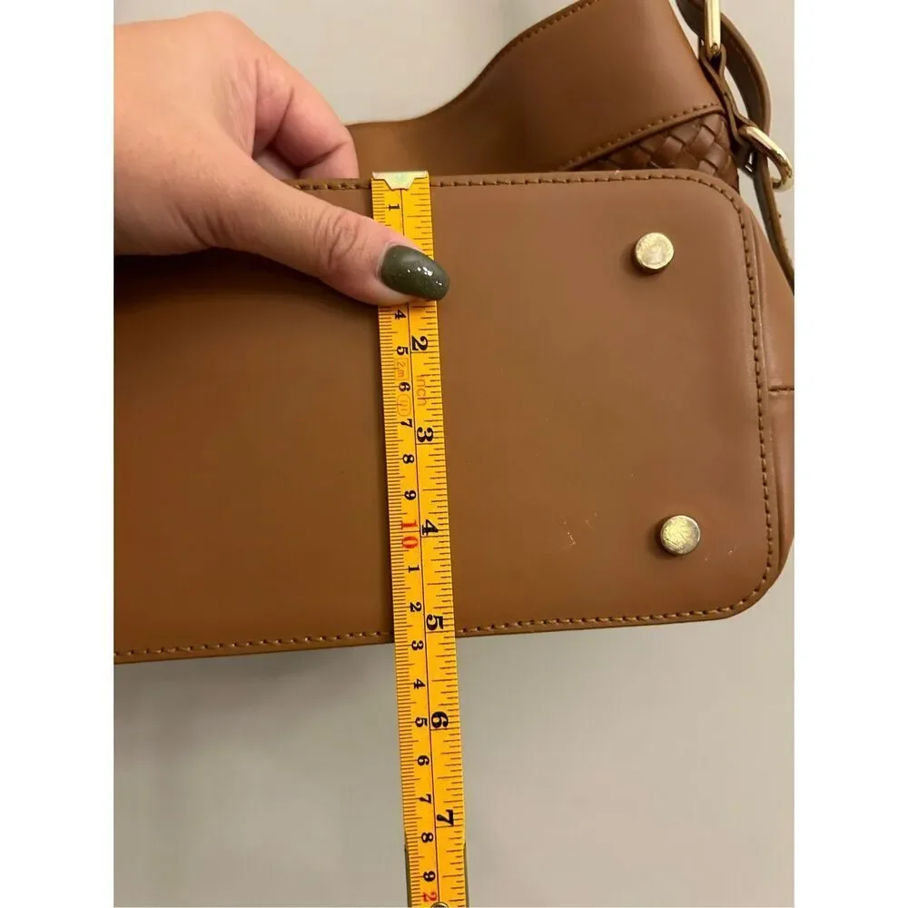 Valentina Fiore woven genuine Italian leather shoulder bucket bag minimalist - Picture 11 of 16